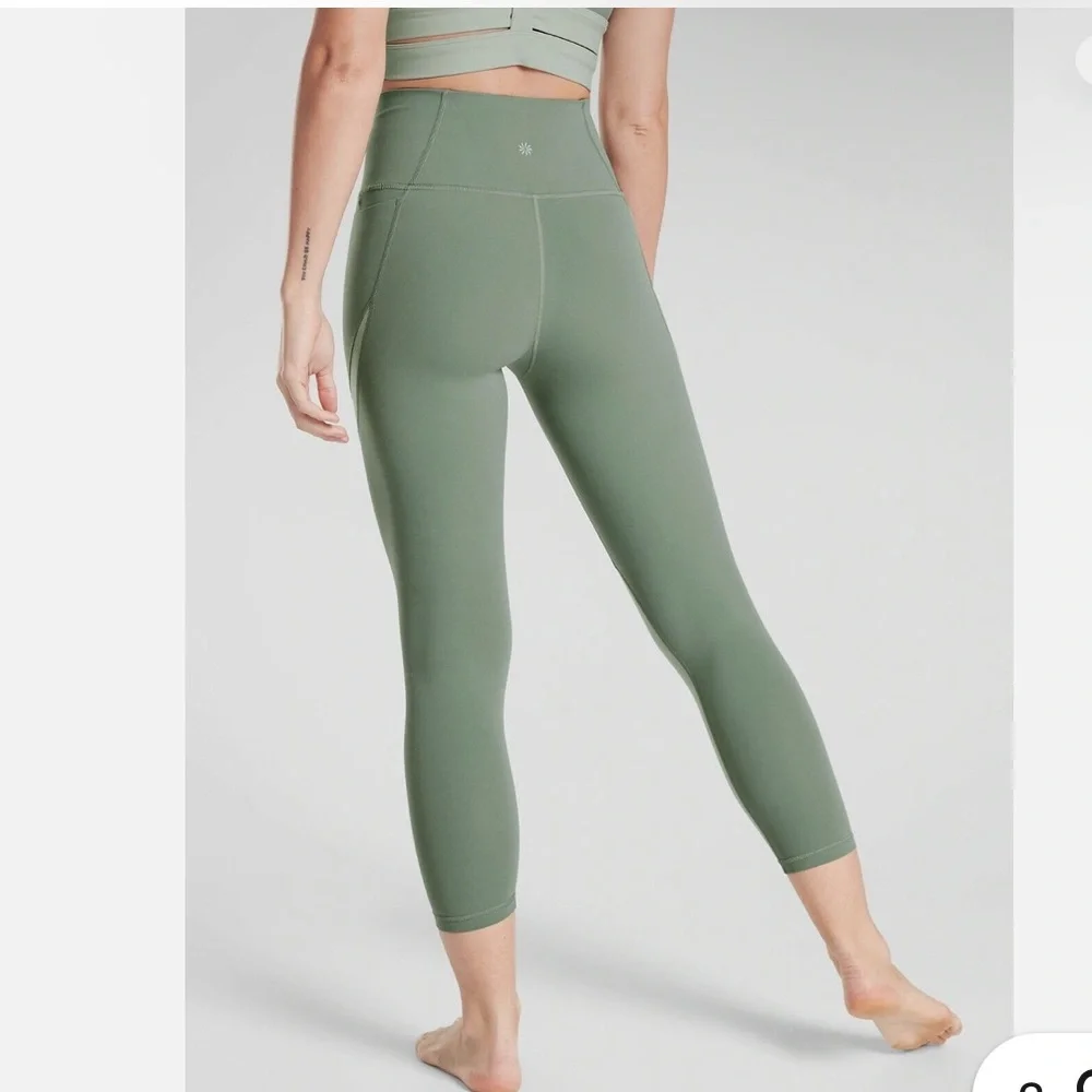 Athleta Sage Green Leggings with Striped Detail - Picture 2 of 8
